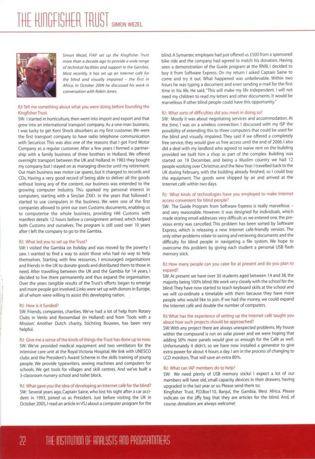 Article Kingfisher Trust