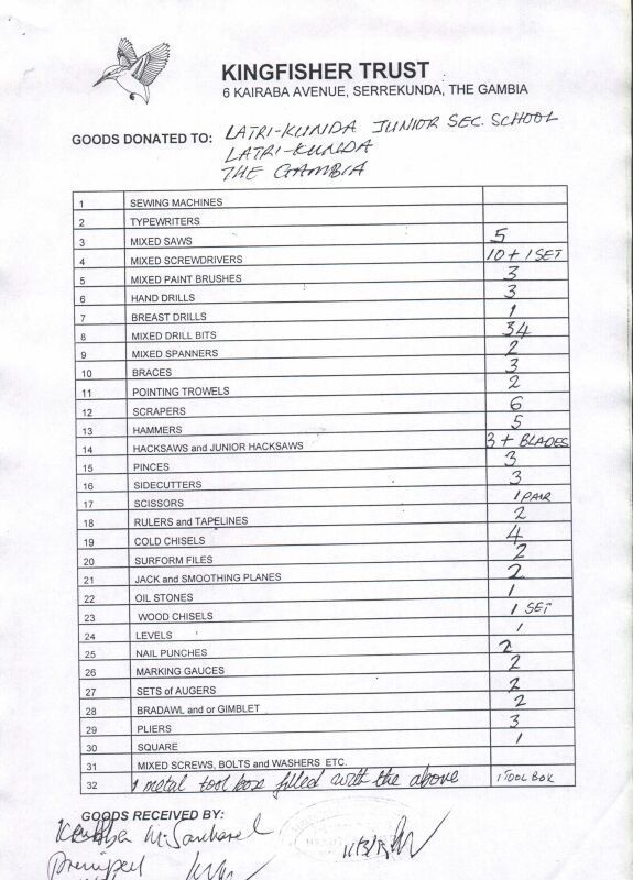 receipt from Latri-kunda Junior Secondary School