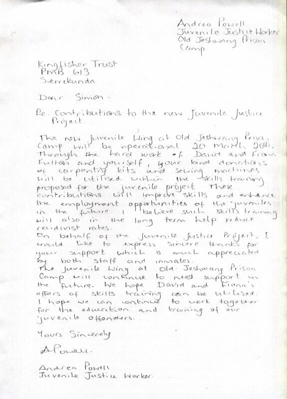 Juvinile Justice Works, Old Jeshwang Prison (hand written letter)