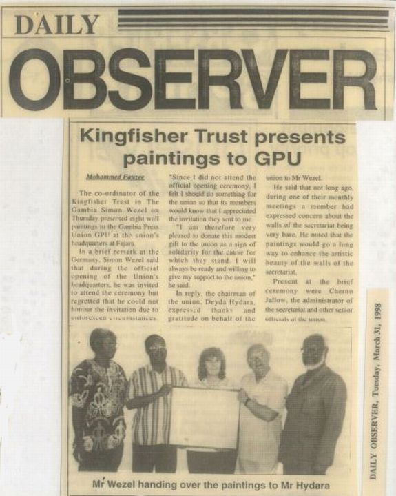 Kingfisher Trust donates Pictures to The Gambia Press Union Kingfisher Trust donates Pictures to The Gambia Press Union