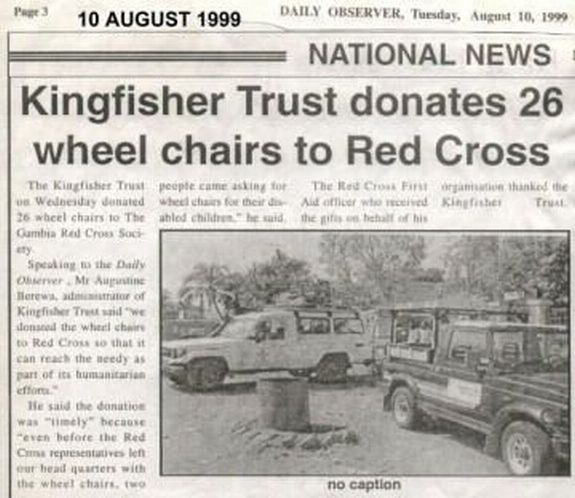 Kingfisher Trust donates 26 wheel chairs to Red Cross Kingfisher Trust donates 26 wheel chairs to Red Cross
