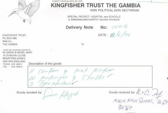 receipt from Nassir High School