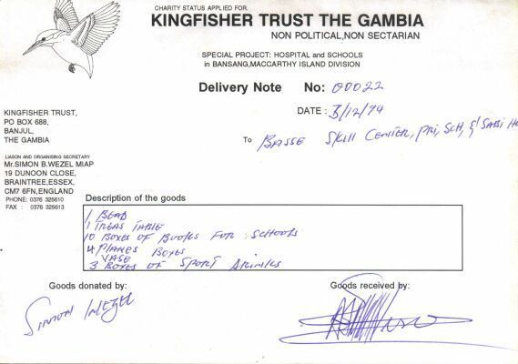 receipt from Basse Skills Center