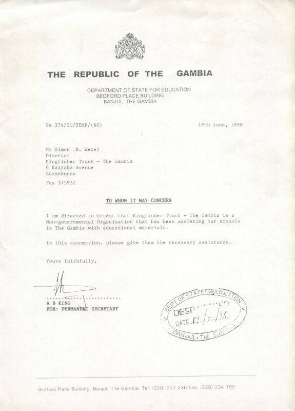 Kingfisher Trust - The Gambia is a Non-Governmental Organisation