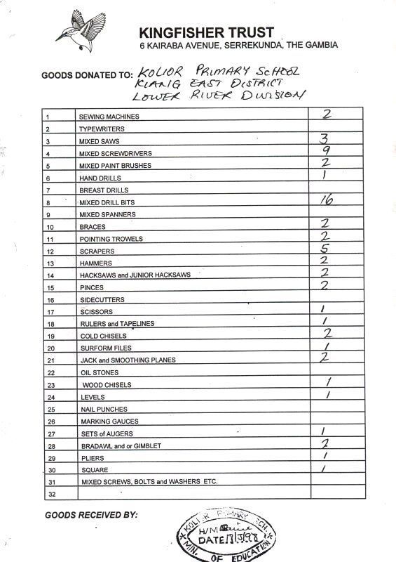 receipt from Kolior Primary School receipt from Kolior Primary School