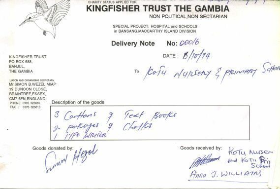 receipt from Kotu Nursery School receipt from Kotu Nursery School