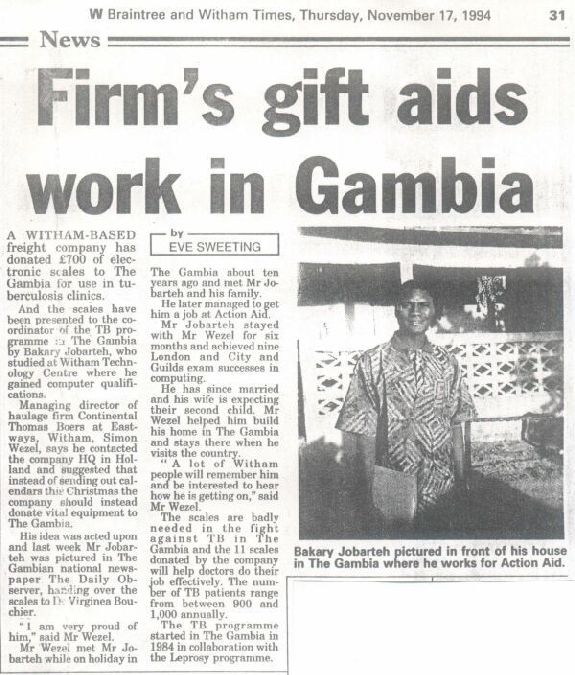 Bakary Jobarteh 1 Bakary Jobarteh, was the first person to be helped by the Simon Wezel, by getting him a job at Action Aid in The Gambia