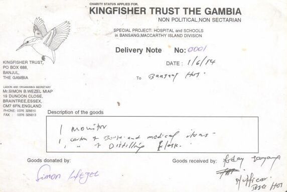 receipt from Bansang Hospital
